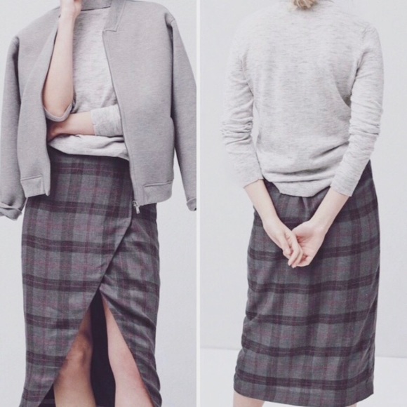 Mango Dresses & Skirts - ❗️ Mango Size XS Plaid Pencil Skirt Gray